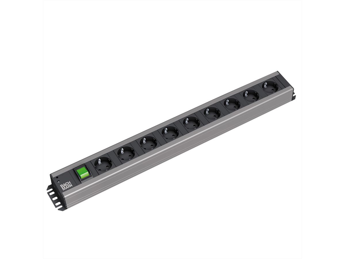 BACHMANN Multiprise 9x contact de protection, interrupteur, 2 m