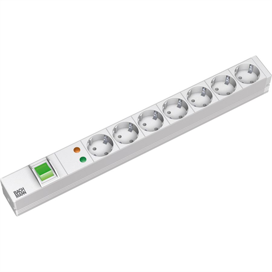 BACHMANN Bâti de prises 19" 7x avec TGB avec interrupteur