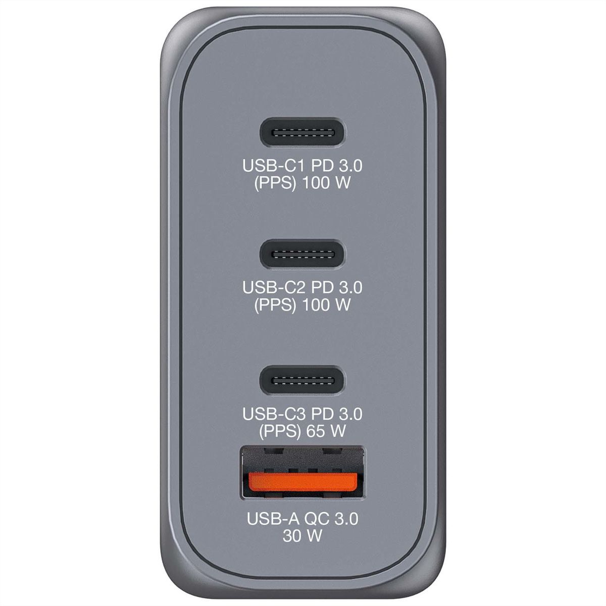 Verbatim GaN 4 Port Charger 100W, 3x USB-C, 1x USB-A, EU+UK Adapter