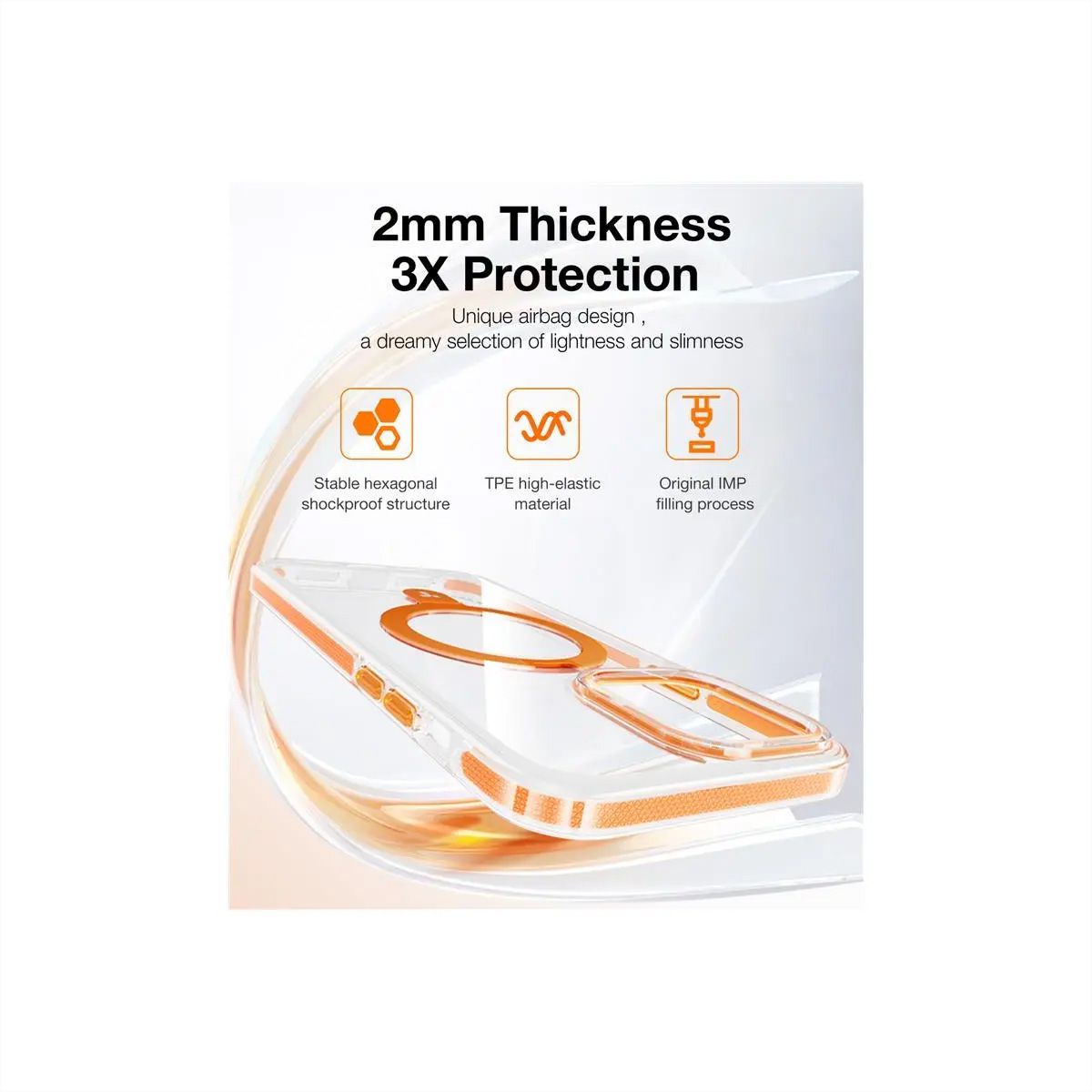 Torras UPRO Ostand Hue Case, iPhone 15 Pro Max, MagSafe, transparent