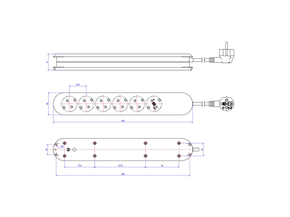 BACHMANN SMART Steckdosenleiste 6x CEE7/3, braun, mit Schalter
