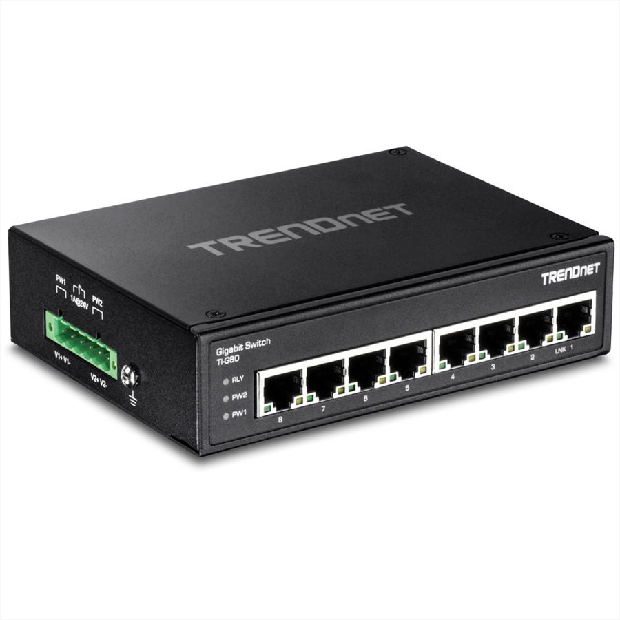 TRENDnet TI-G80 8-Port Gehärteter Industrieller Gigabit DIN-Rail Switch