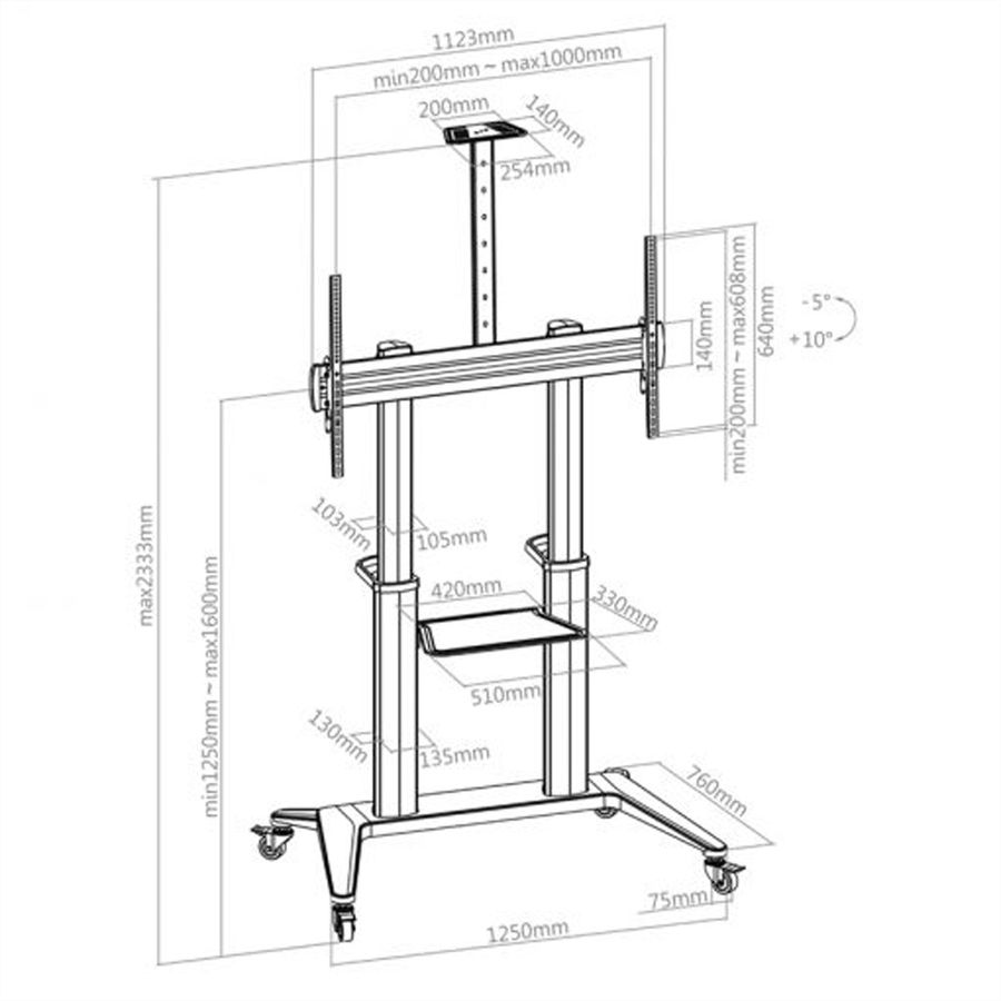 Hagor mobiles StandsystemBrackIT Stand HD XXL, système de stand mobile, noir