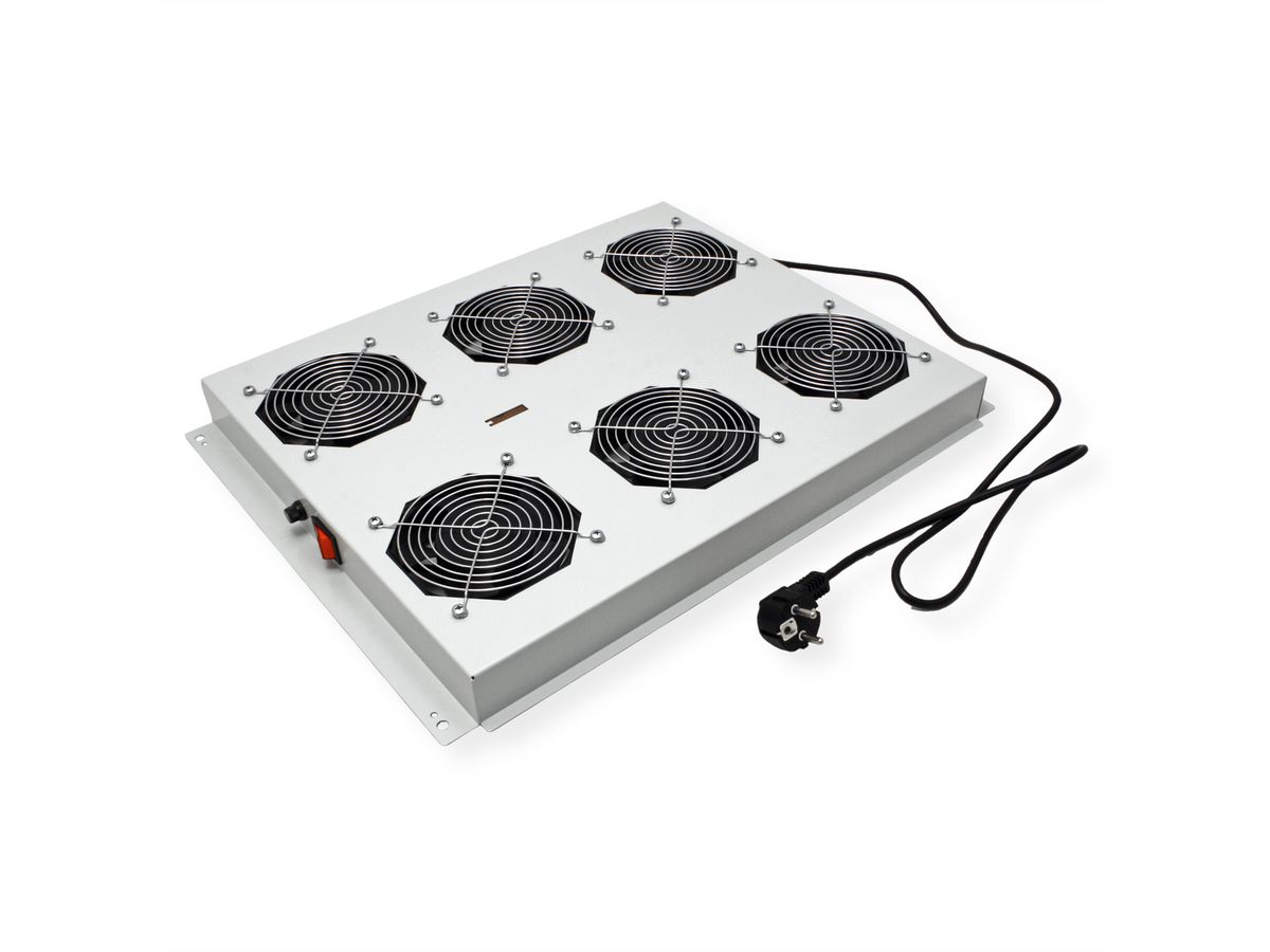 ROLINE 19-Zoll Dachlüftereinheit 6 Lüfter, ON/OFF für Serverschrank der PRO Serie grau