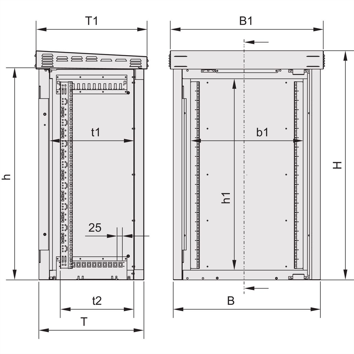 SCHROFF Armoire monobloc d'extérieur avec porte simple, 1100H 20 U, 700W 500D