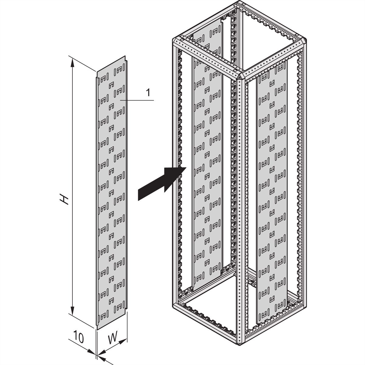 SCHROFF Panneau de câbles Varistar, 2200H 250W