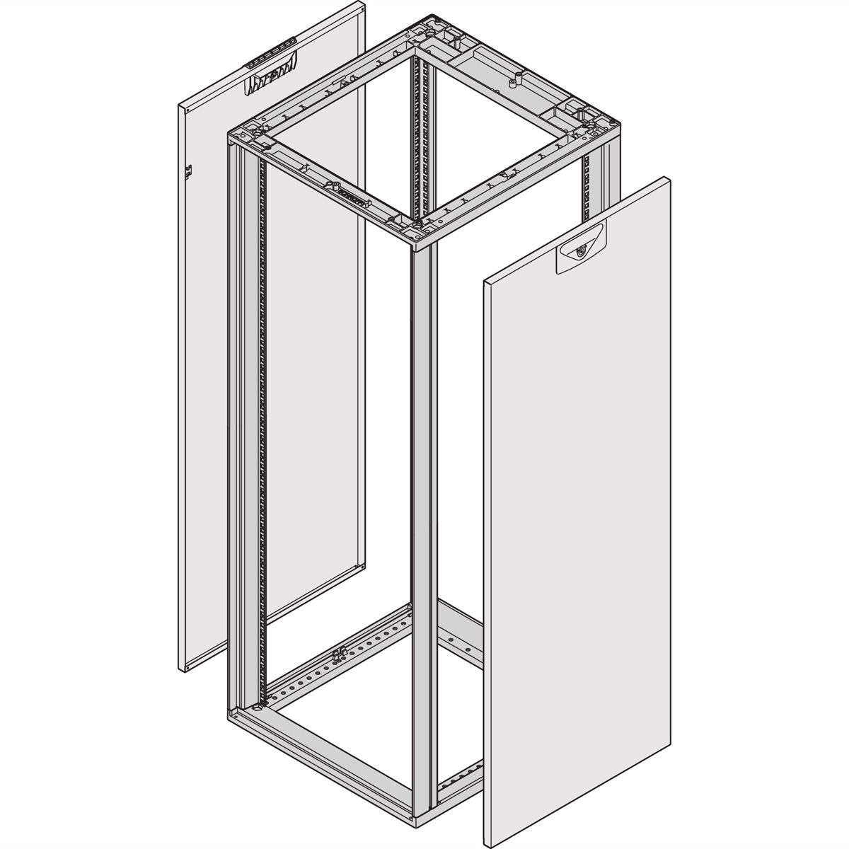 Panneau latéral Novastar SCHROFF pour usage intensif, RAL 7035, 38 U 600D