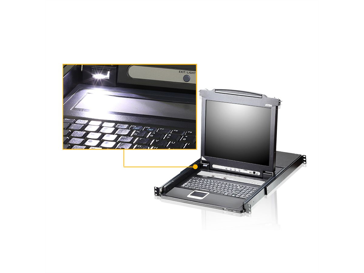 ATEN CL5716iN LCD KVM Switch Over IP, USB-PS/2,VGA , 16-Ports, DE-Layout