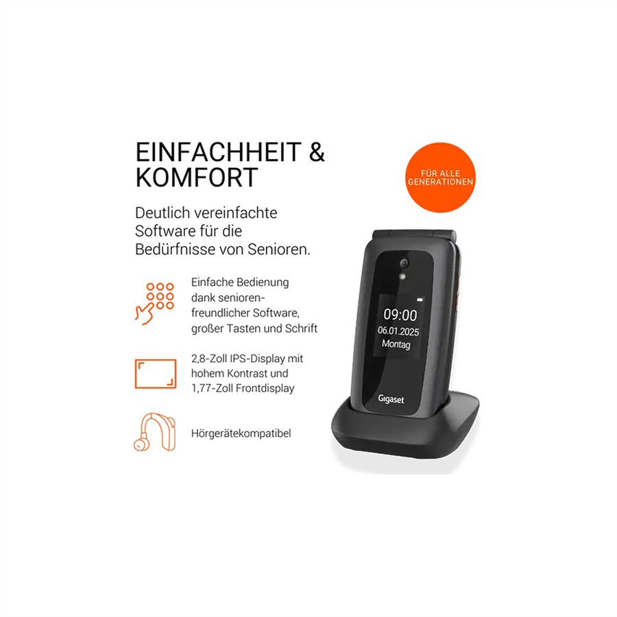 Gigaset Seniorenhandy GL795 HS IM, 2.80", 2 Mpx