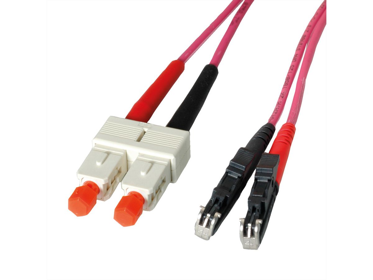 LEONI LWL-Kabel duplex 50/125µm OM4, R&M E2000 / Suhner SC, 20 m