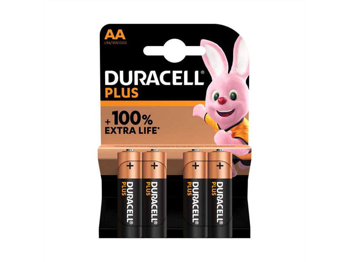 DURACELL Alcaline Plus, AA (LR6), pack de 4