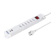 Steffen Steckdosenleiste Variabl 6fach, 1xUSB-A,1xUSB-C,mit schalter,weiss, 3m