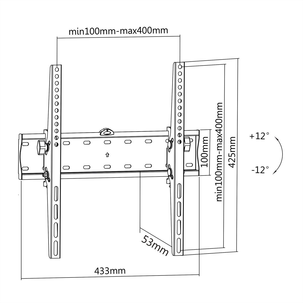 VALUE TV-Wandhalterung, neigbar, 32-55 Zoll, bis 40 kg