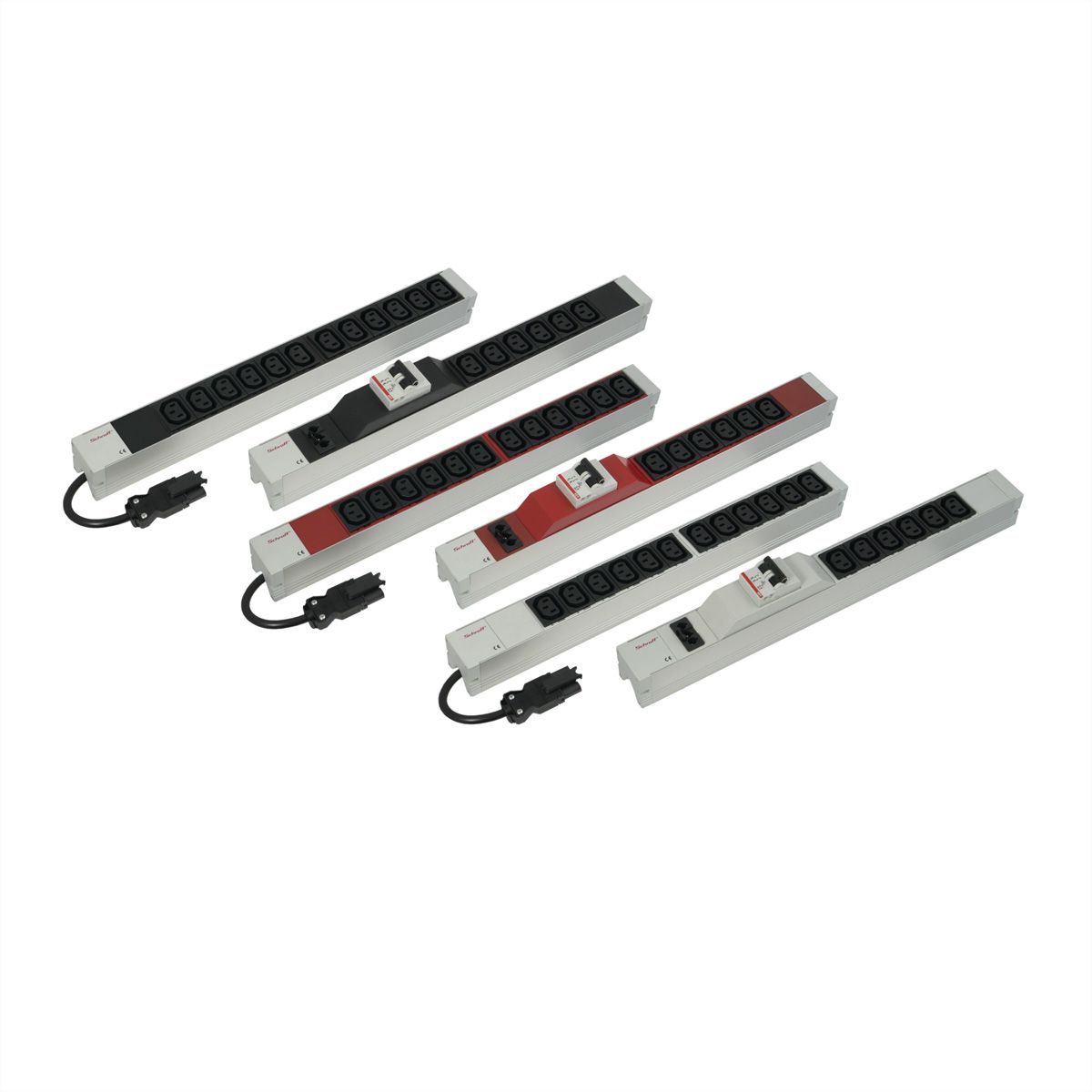 Bâti de prises SCHROFF, IEC C13, avec entrée Wieland®, C13, 12 prises, 19", blanc