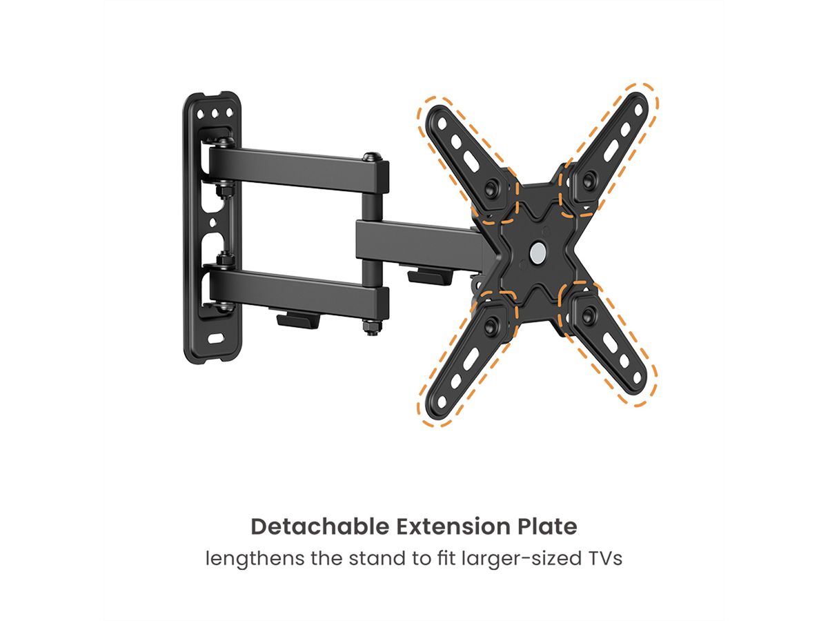 VALUE TV-Wandhalterung, 3 Drehpunkte, 13-43 Zoll, bis 20 kg