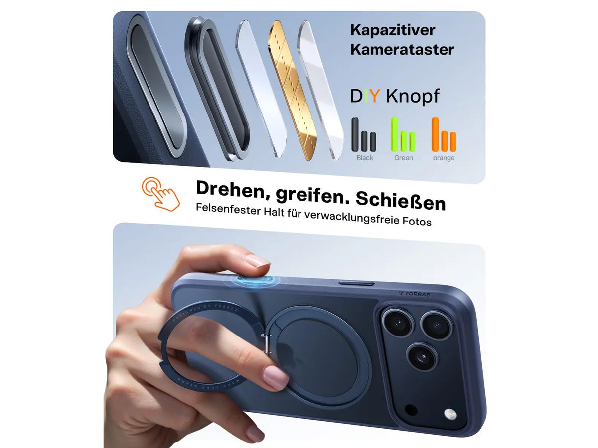 Torras Ostand 360° Schutzhülle, iPhone 17 Pro, MagSafe, schwarz