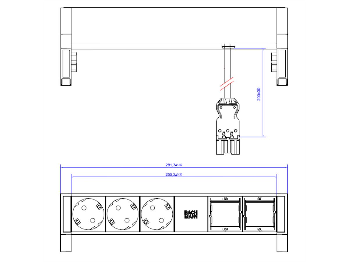BACHMANN DESK2 3x contact de protection 2x ABD GST18, blanc