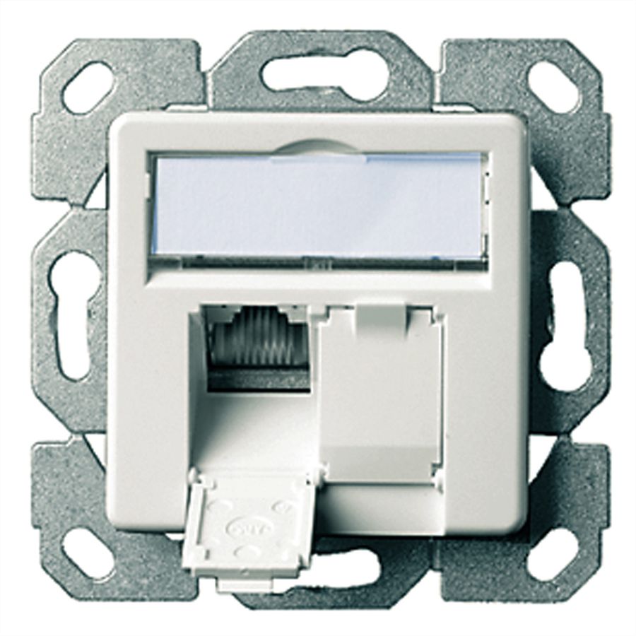 TELEGÄRTNER Embase double AMJ45/50, Cat.6A (Classe EA) blanc pur, (A+B+C)