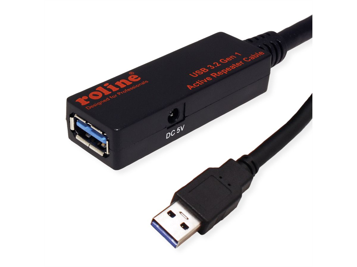 ROLINE Câble prolongateur actif USB 3.2 Gen 1, noir, 20 m