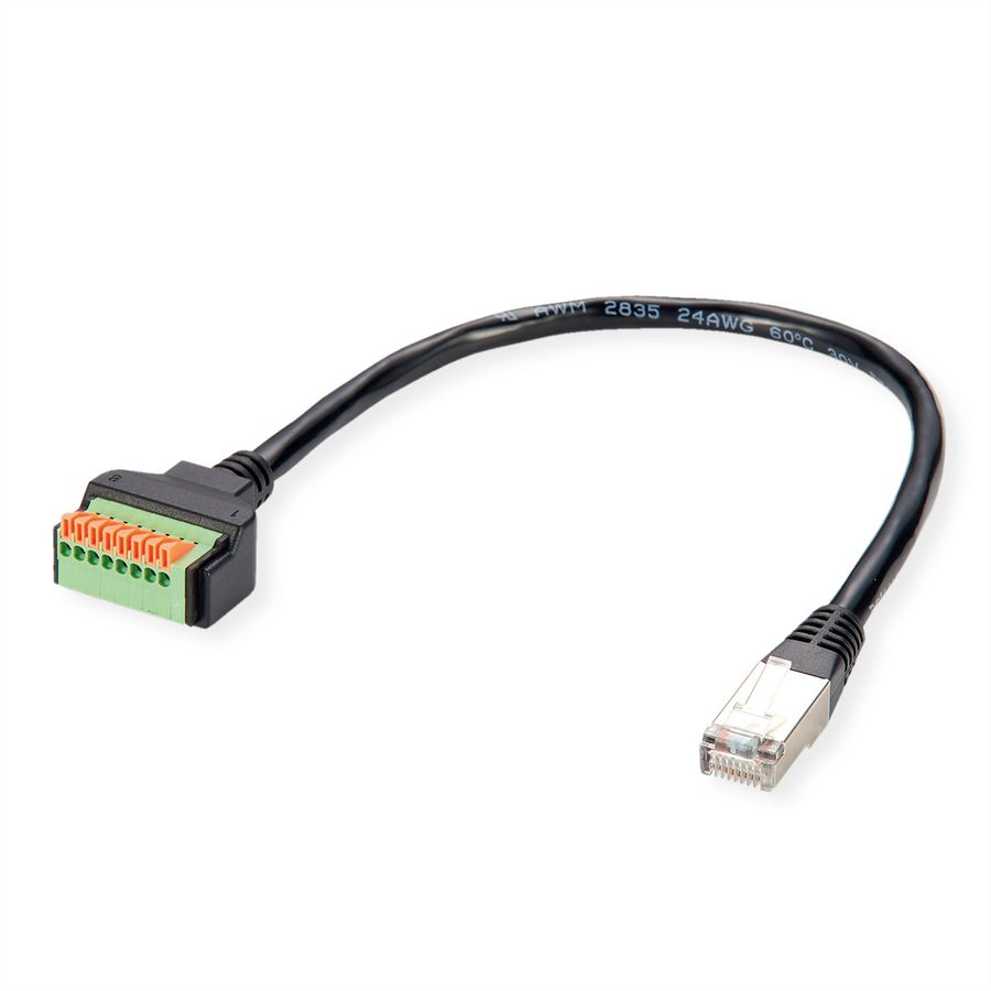 ROLINE Câble adaptateur RJ45 mâle vers bloc terminal, 30 cm