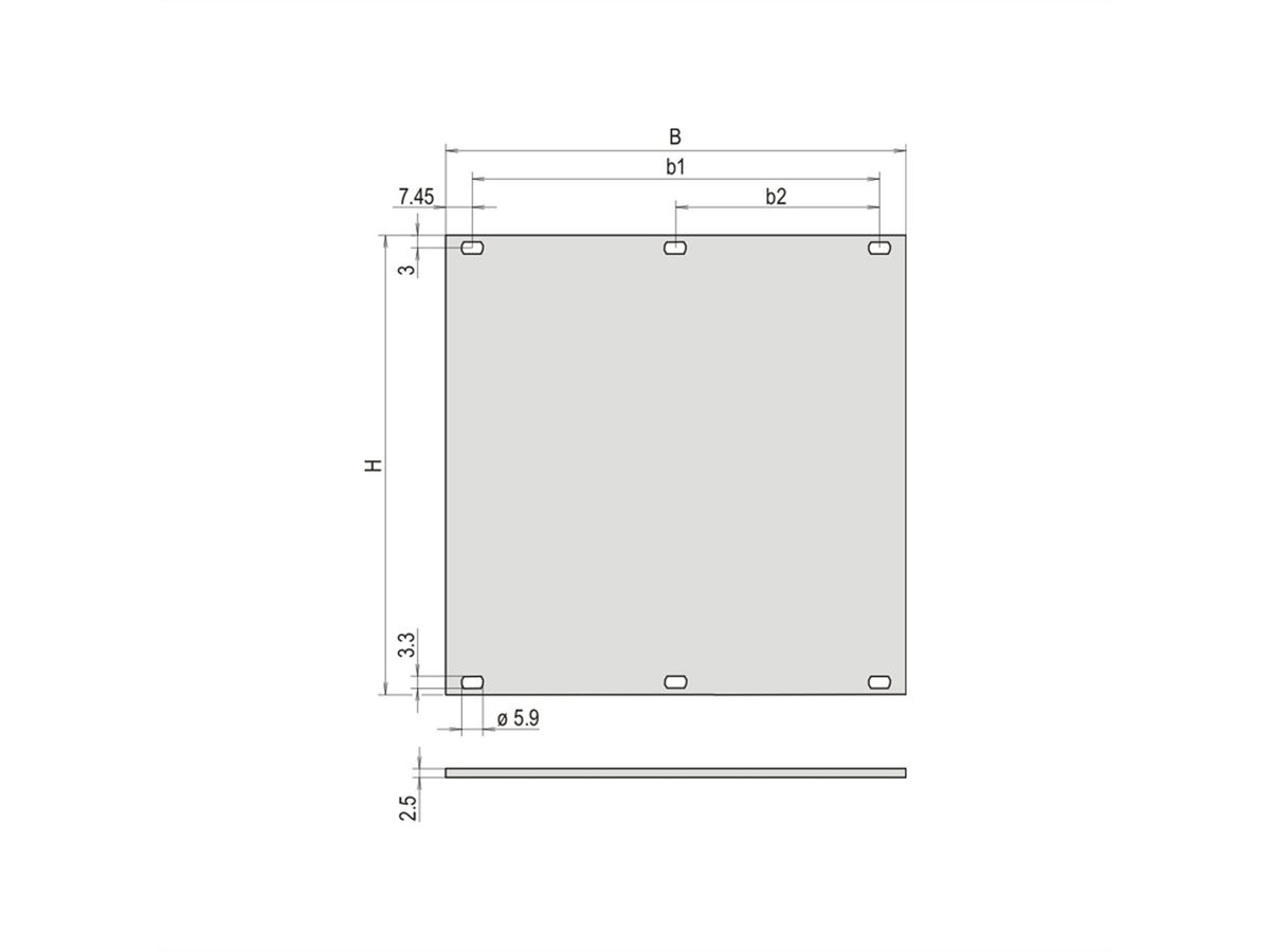 SCHROFF Face avant, non blindée, assemblage par vis 6 U, 2 HP, 2.5 mm, alu, anodisé