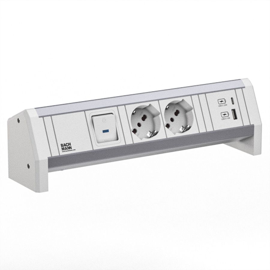 BACHMANN DESK 2xP40 1xUSB A/C 22W 1xcommutateur GST18 RAL9010