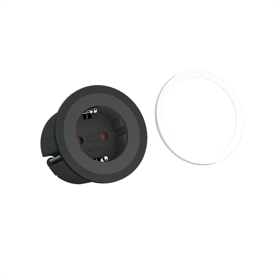 BACHMANN PIX 1x contact de protection avec anneaux décoratifs en blanc et noir, couplage GST