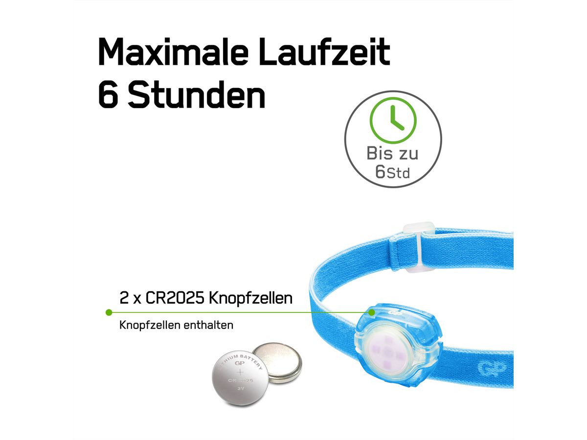 GP Discovery lampe frontale Kids bleu, 40lm