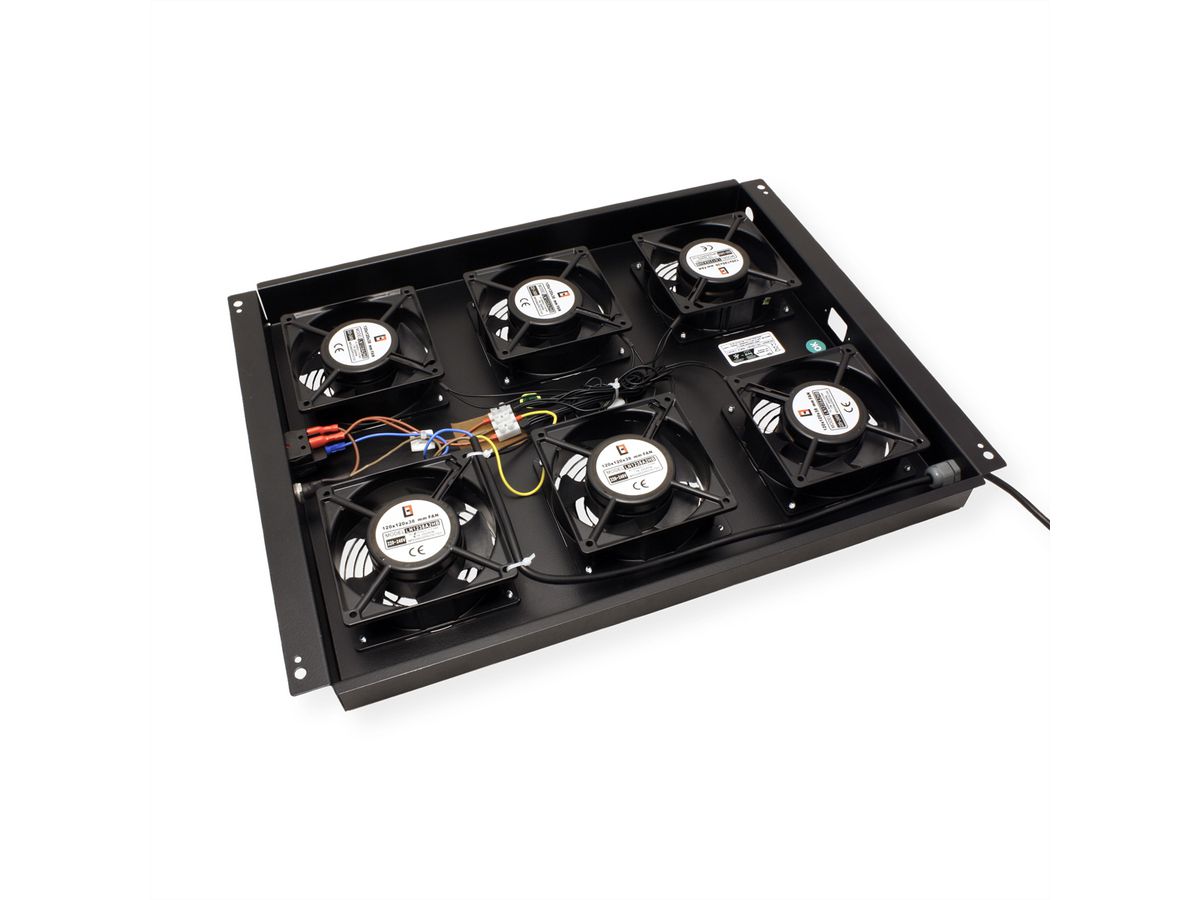 ROLINE 19-Zoll Dachlüftereinheit 6 Lüfter, ON/OFF für Serverschrank der PRO Serie schwarz