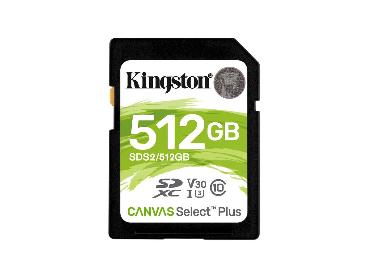 Kingston Technology 512GB SDXC Canvas Select Plus 100R C10 UHS-I U3 V30