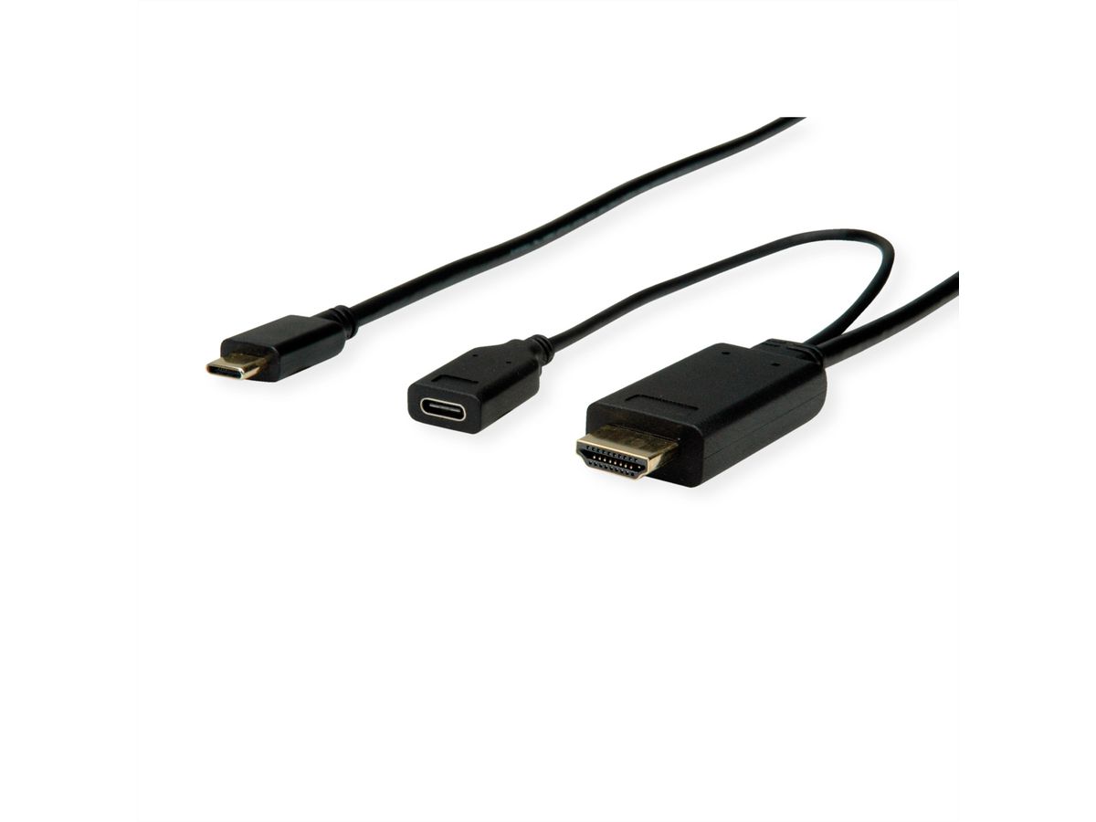 ROLINE Câble adaptateur type C - HDMI + USB C (PD), M/M, 1 m