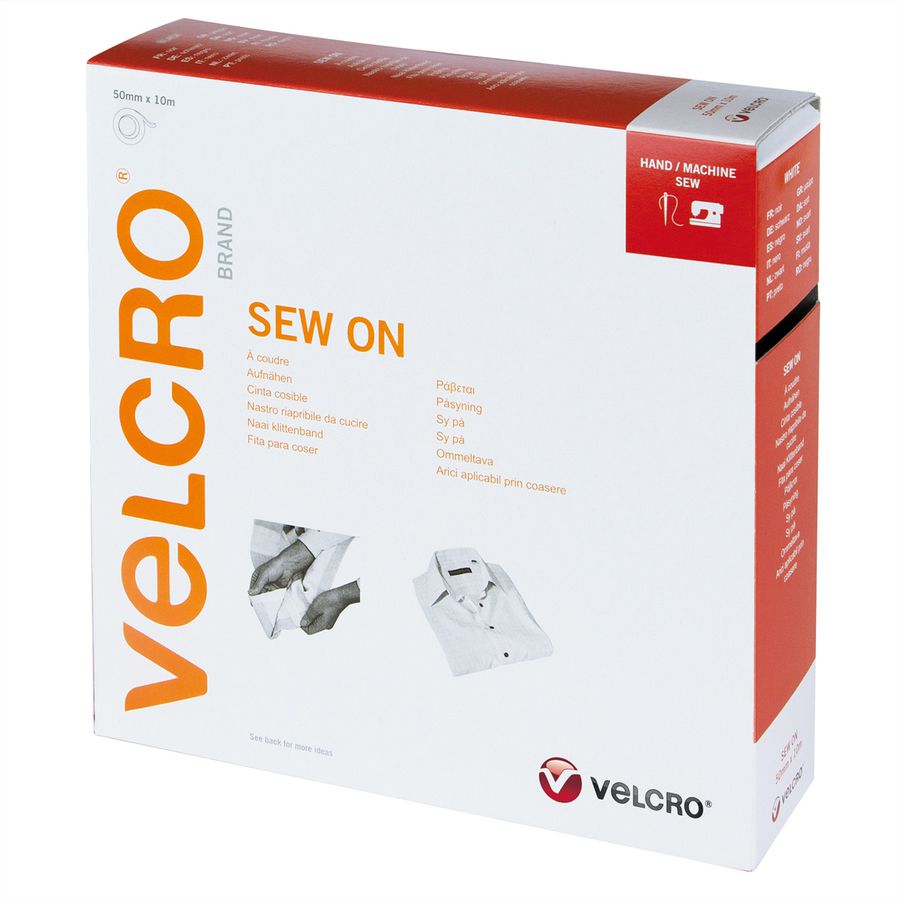 VELCRO® Klettband zum Aufnähen, Haken & Flausch 50mm x 10m Weiß