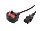 VALUE UK Netzkabel, gerade IEC-Buchse, 10A, schwarz, 3,15 m