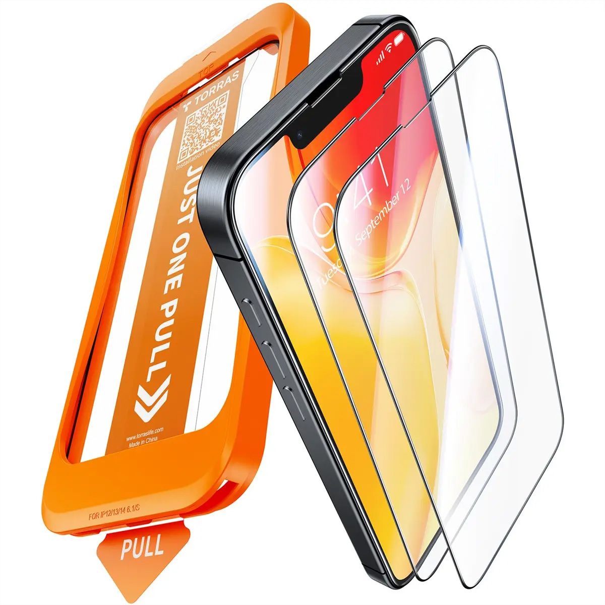 Torras Install Master protection d'écran, iPhone 16e, transparent