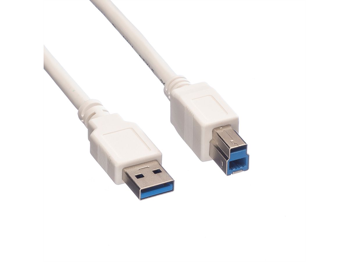 VALUE USB 3.2 Gen 1 Kabel, Typ A-B, weiß, 0,8 m