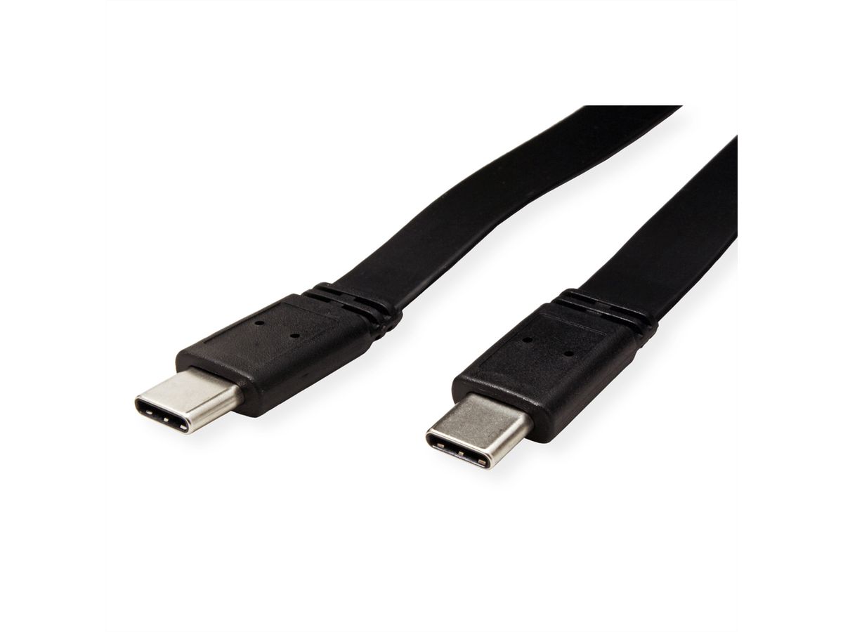 VALUE Câble USB4 Gen 3, avec Power Delivery 20V5A, Emark, C-C, M/M, 40 Gbit/s, plat, noir, 0,5 m
