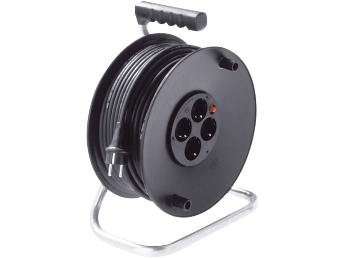 BACHMANN Enrouleur électrique, AC230V, 4 prises 2P+T allemand, 25 m