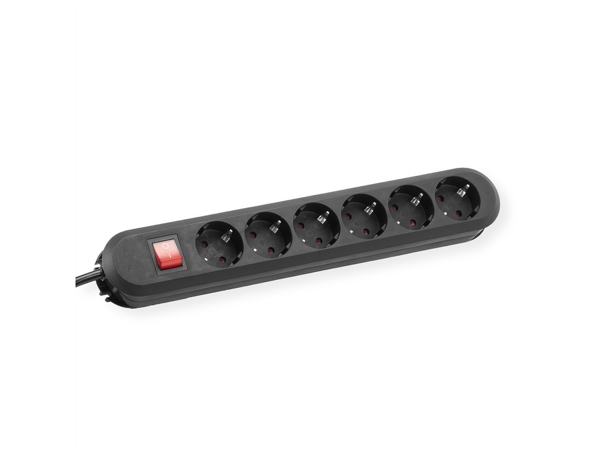 BACHMANN Prise multiple, 6x, interrupteur, blanche, noir, 3 m