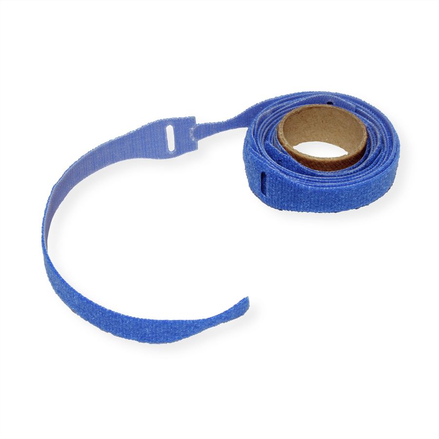 VELCRO® Bande avec languette, par 10, bleu, 20 cm