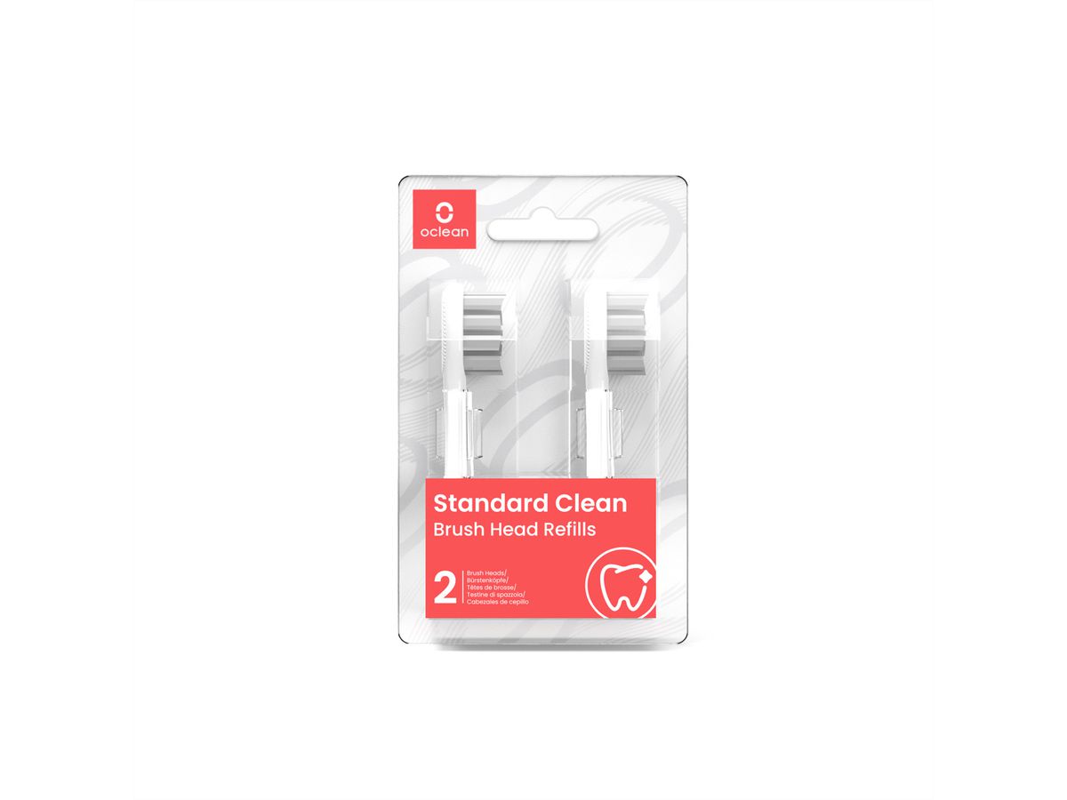 Oclean Ersatzkopf Standard Clean, 2er Pack, weiss