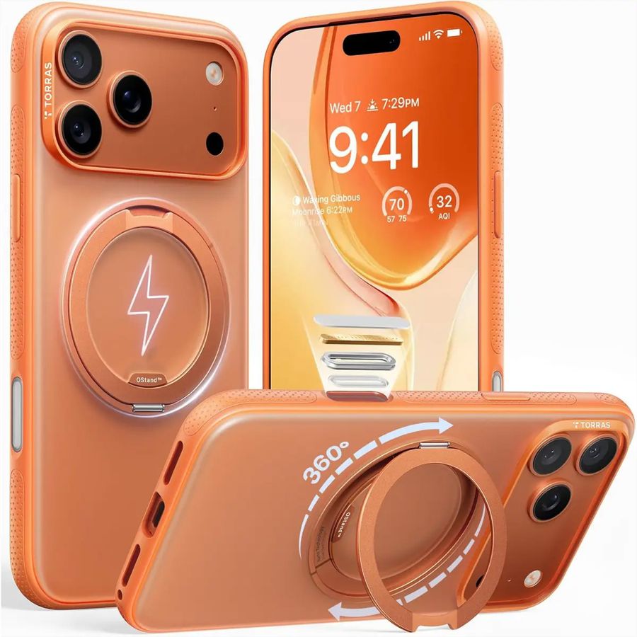 Torras UPRO Ostand Pro Case, iPhone 17 Pro, Magsafe, orange