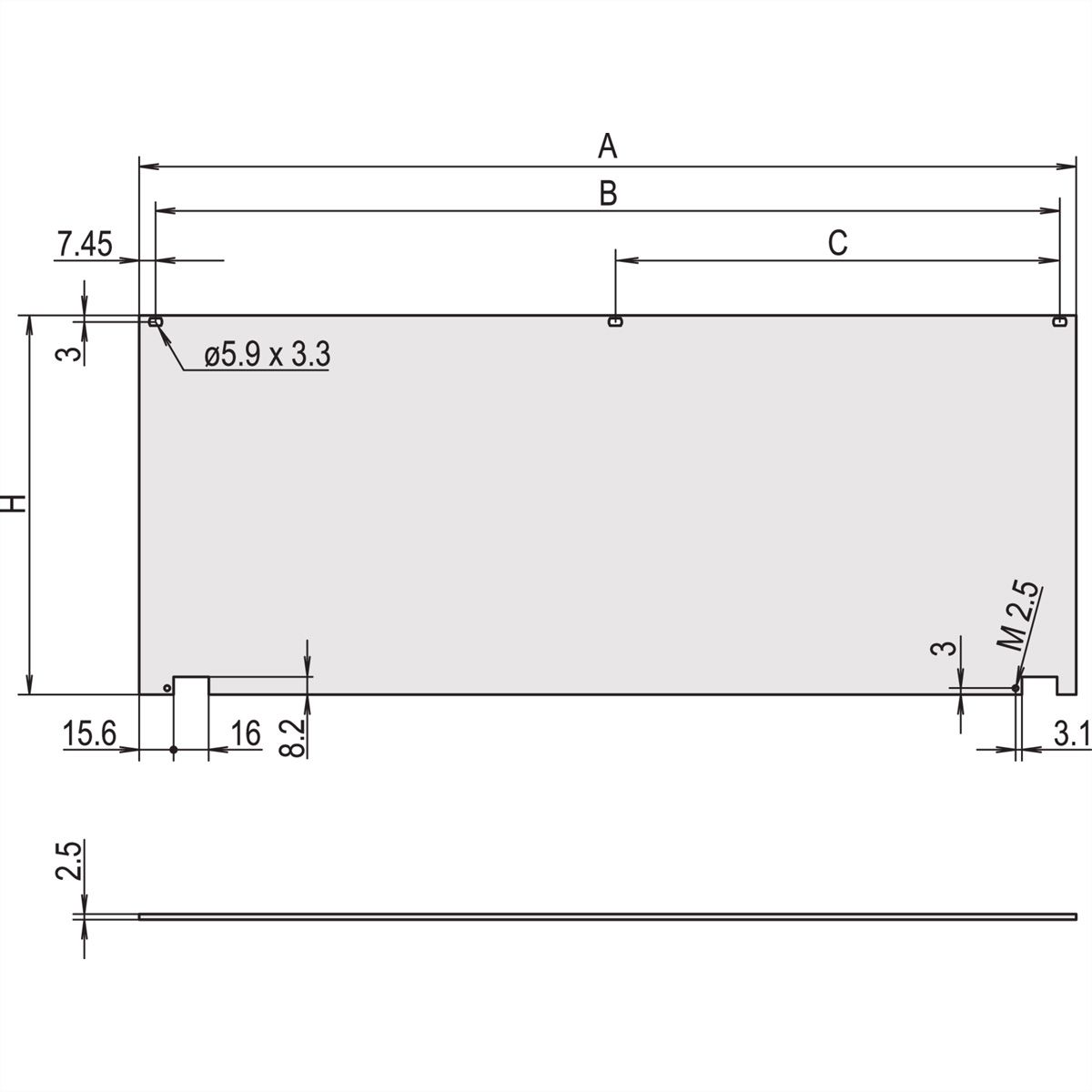 SCHROFF Frontplatte, klappbar - FRONTPLATTE KLAPPB.6HE 63TE