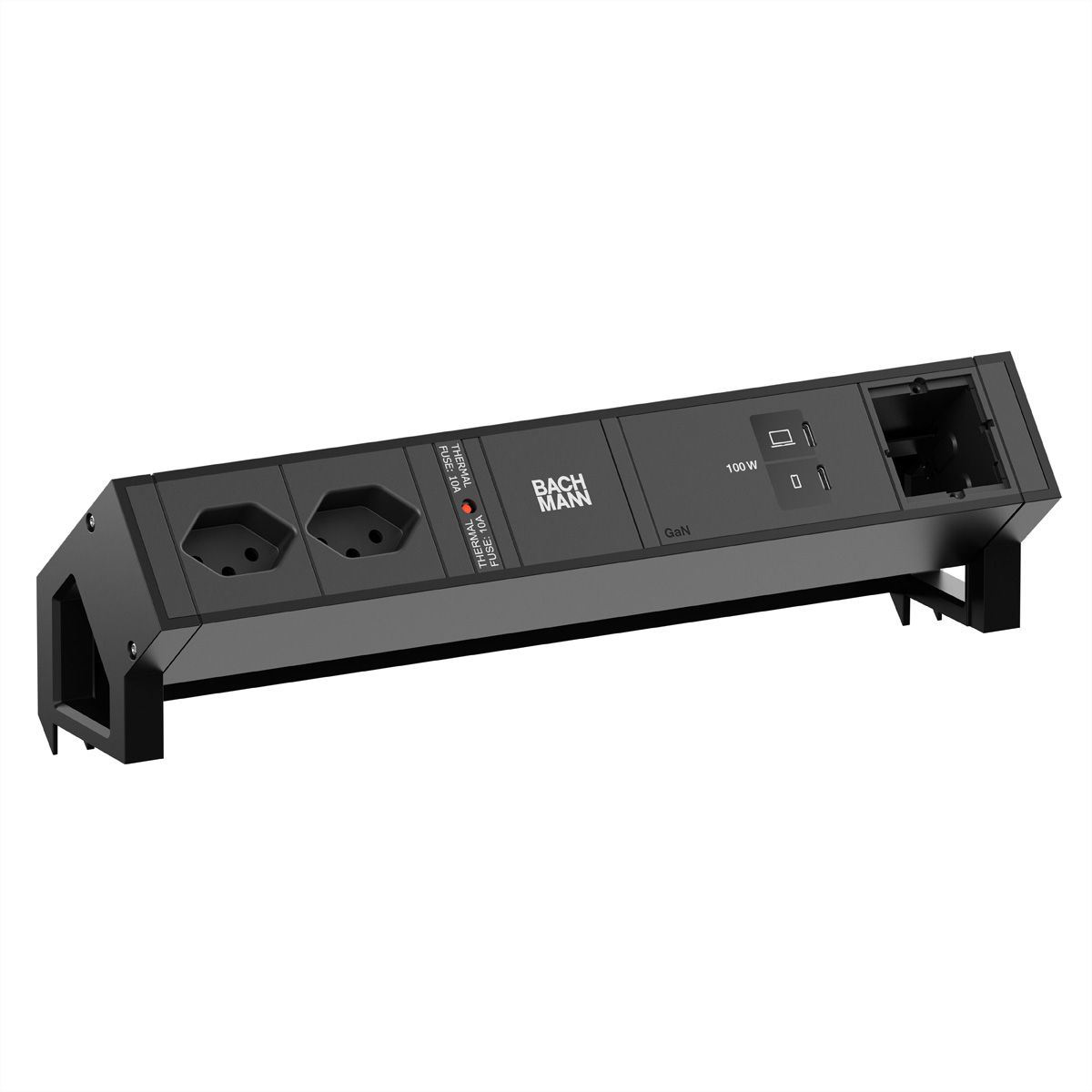 BACHMANN DESK2 2xCH 90° 1xUSB C/C 100W, 1xCM L=0,2m RAL9005