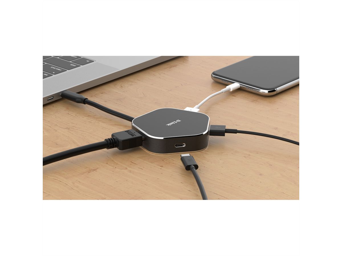 D-LINK DUB-M420 Hub USB‑C 4‑en‑1 avec HDMI/alimentation