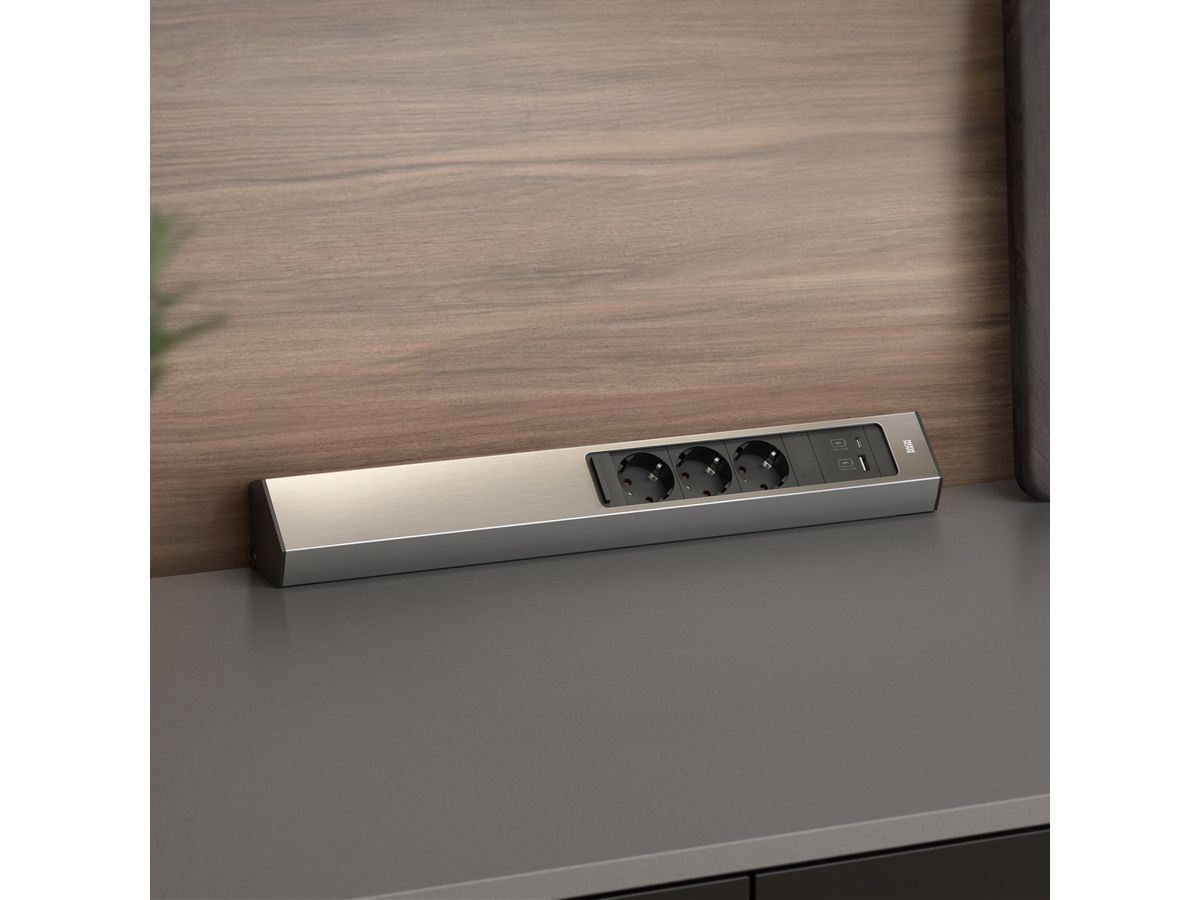 BACHMANN CASIA 2 3xCEE7/3 1xUSB A/C 22W 2,0m AEH aspect inox