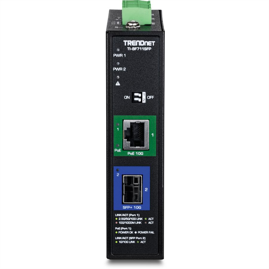 TRENDnet TI-BF711SFP Convertisseur industriel de médias SFP+ 10G vers PoE++ 10G