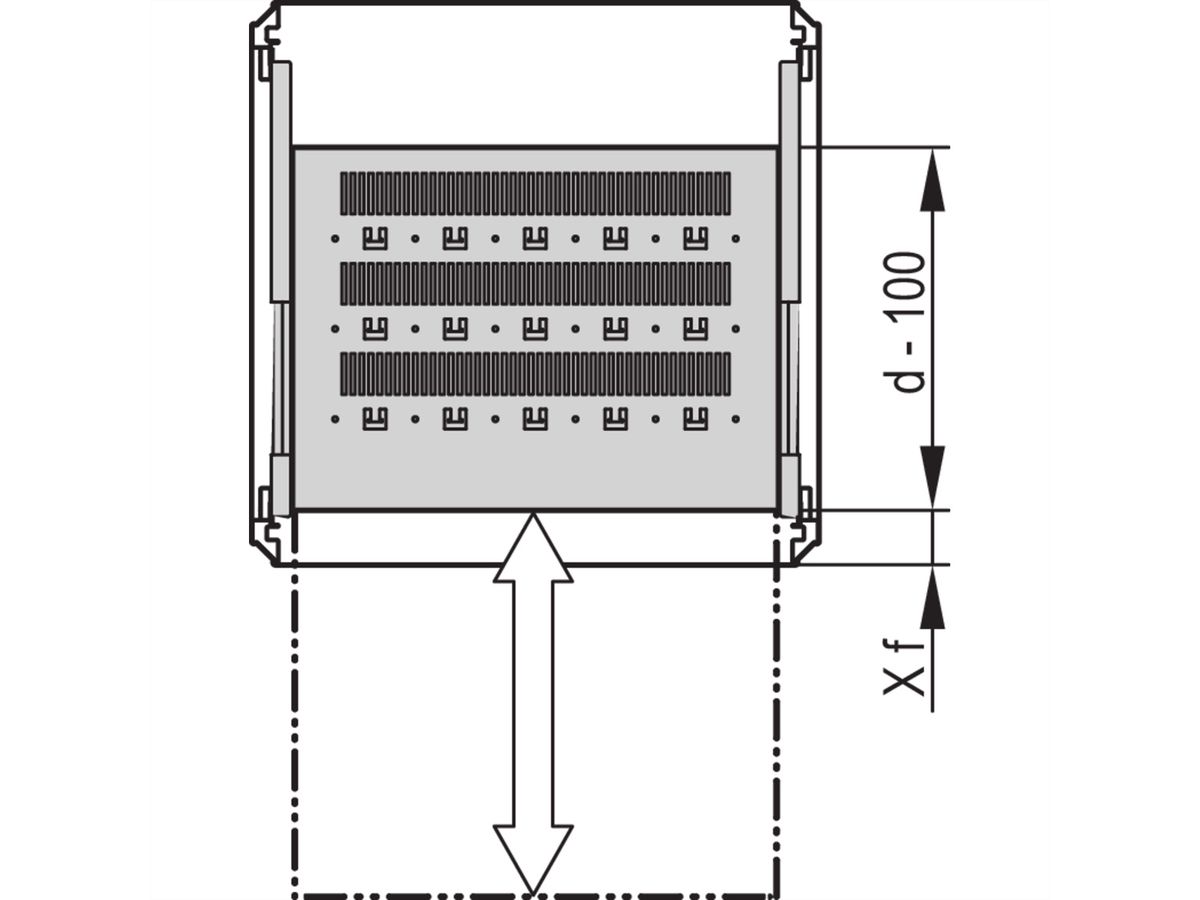 SCHROFF 19''- / Gestell- Fachboden ausziehbar, verkürzt um 100 mm - 19"FA AUS 2HE C=700 RED 7021