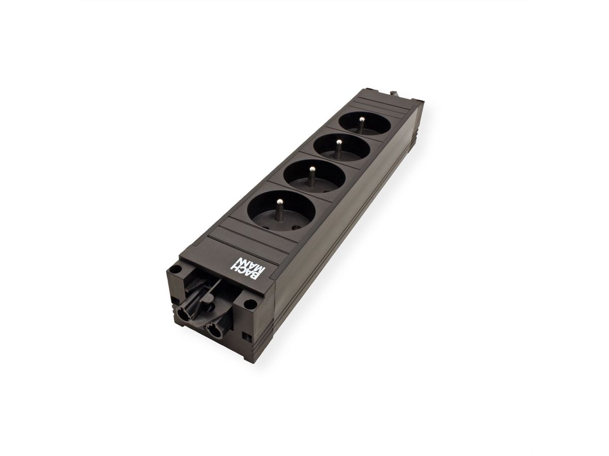 BACHMANN STEP BASE 4xUTE GST18, CEE 7/7 fiche de contact de protection C19 1m, noir