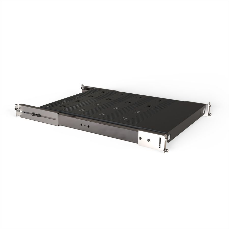 SCHROFF 19''- / Gestell- Fachboden ausziehbar, verkürzt um 100 mm - 19"FA AUS 2HE C=700 RED 7021