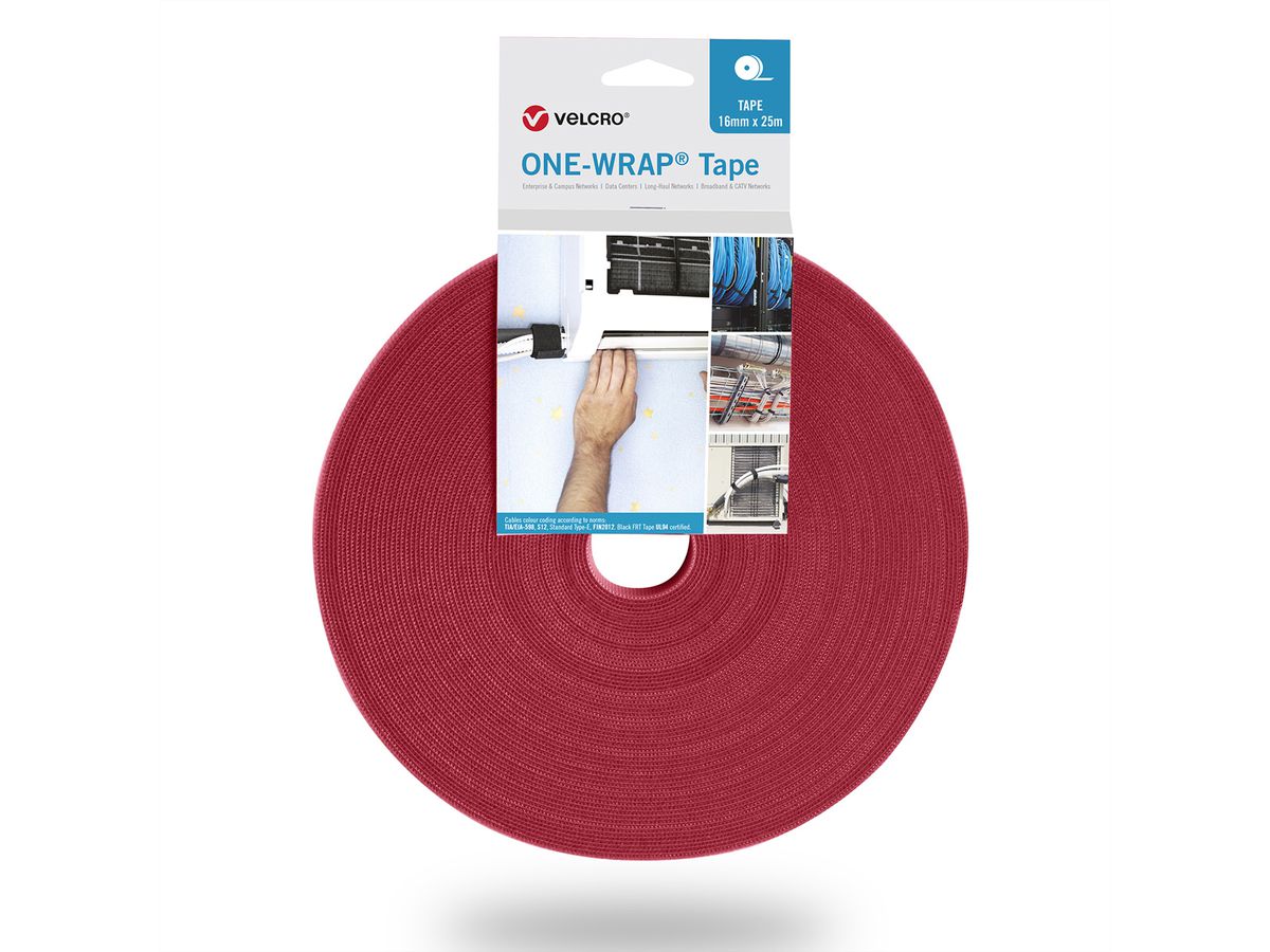 VELCRO® One Wrap® Bande 25 mm, rouge, 25 m